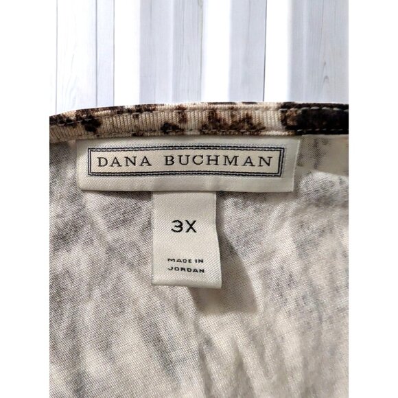 NWT Dana Buchman Plus Size 3X Leopard Big Cat Kitty Print Top Shirt Stretch - Picture 3 of 11